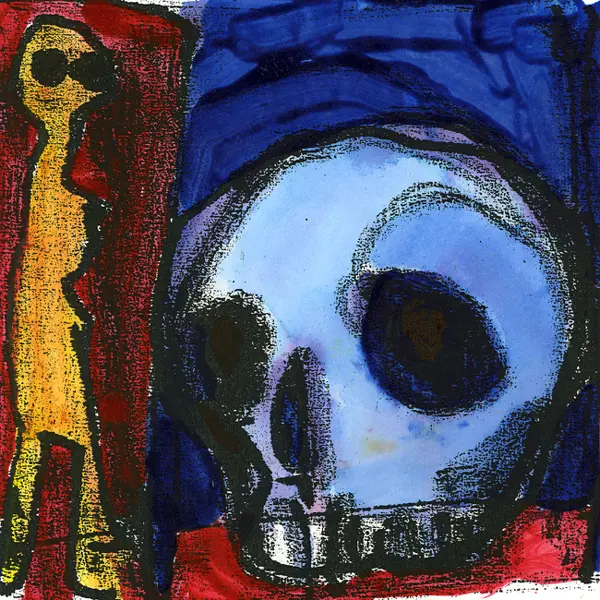 Galeriewand mit leuchtenden Illustrationen und Besuchern